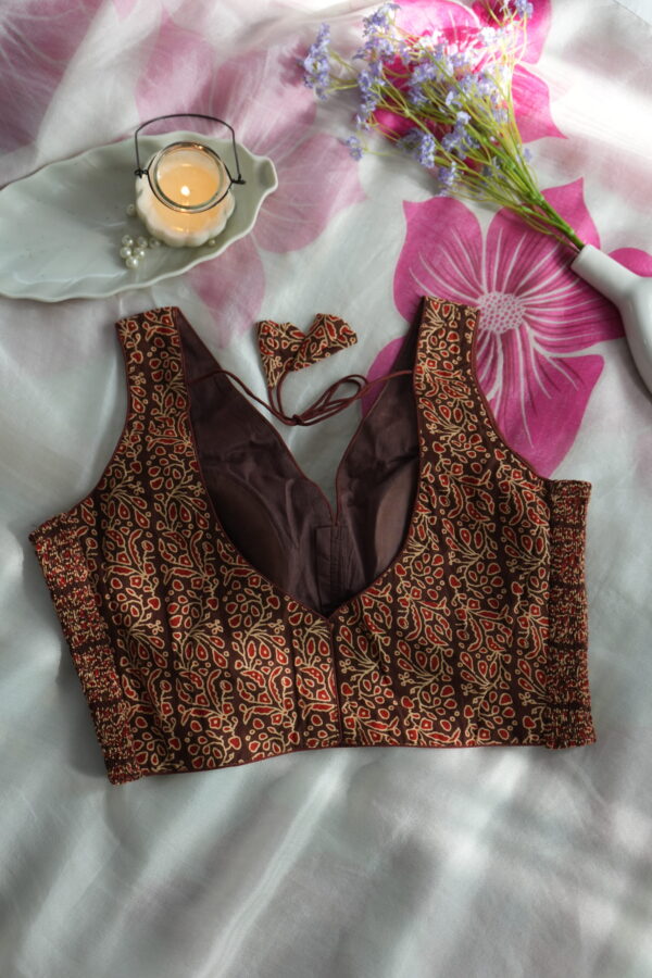 DSC06802 Mocha Ajrak Grace — Ajrak Cotton Sleeveless Blouse