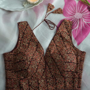 DSC06803 Mocha Ajrak Grace — Ajrak Cotton Sleeveless Blouse