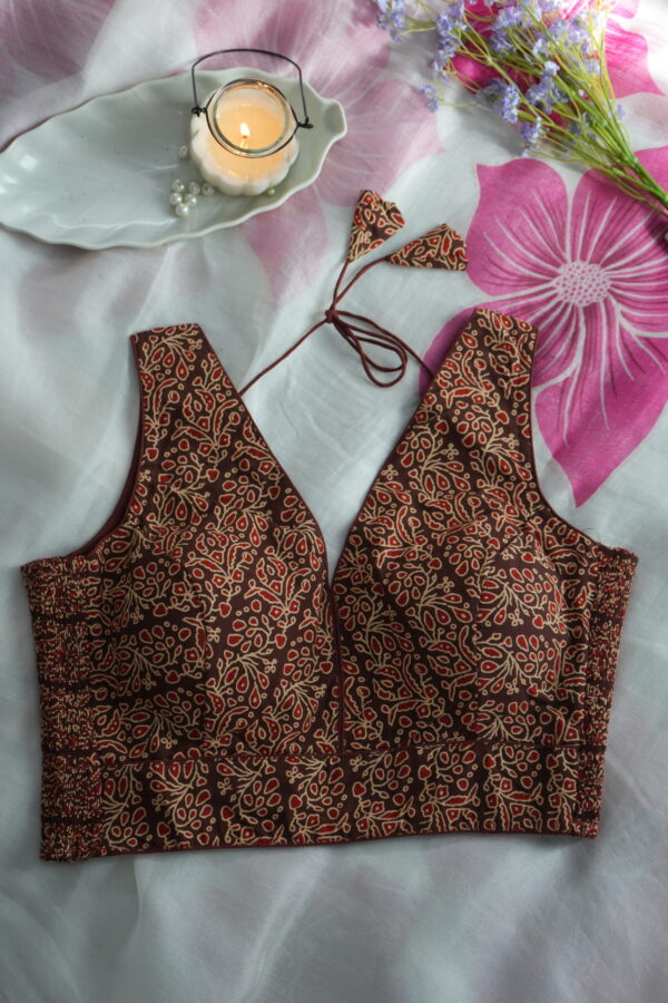 DSC06803 Mocha Ajrak Grace — Ajrak Cotton Sleeveless Blouse