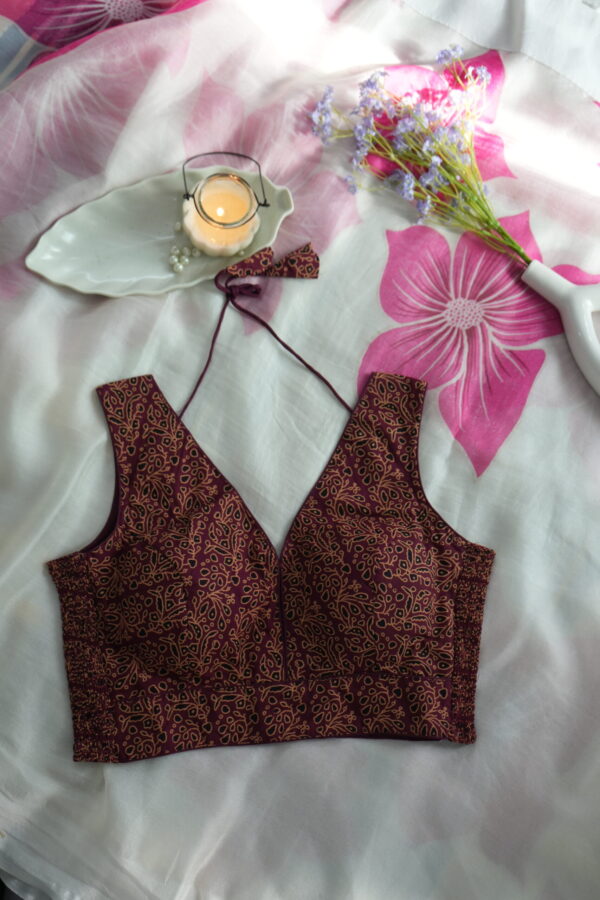 DSC06804 Mocha Ajrak Grace — Ajrak Cotton Sleeveless Blouse