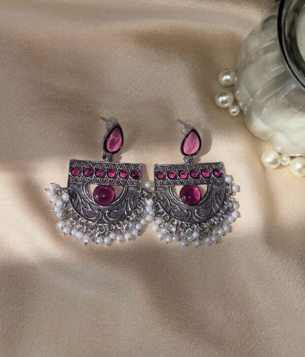 Oxidised Semicircle Earrings