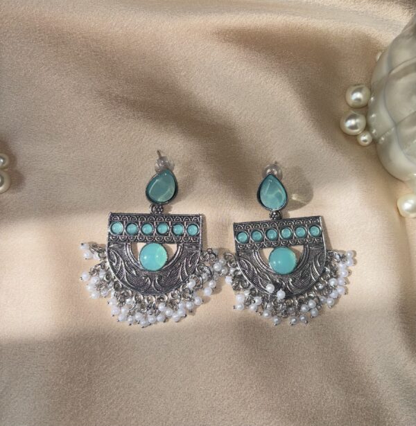 Oxidised Semicircle Earrings