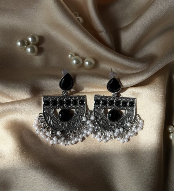 Oxidised Semicircle Earrings