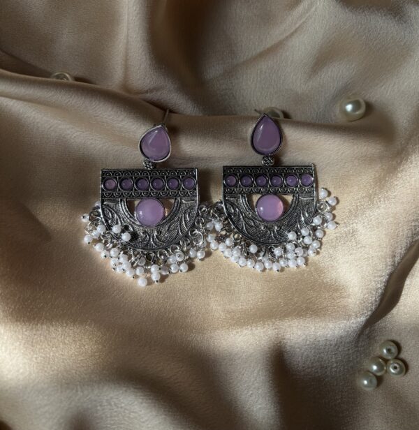 Oxidised Semicircle Earrings