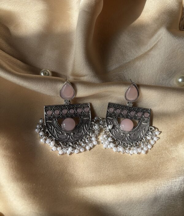 Oxidised Semicircle Earrings