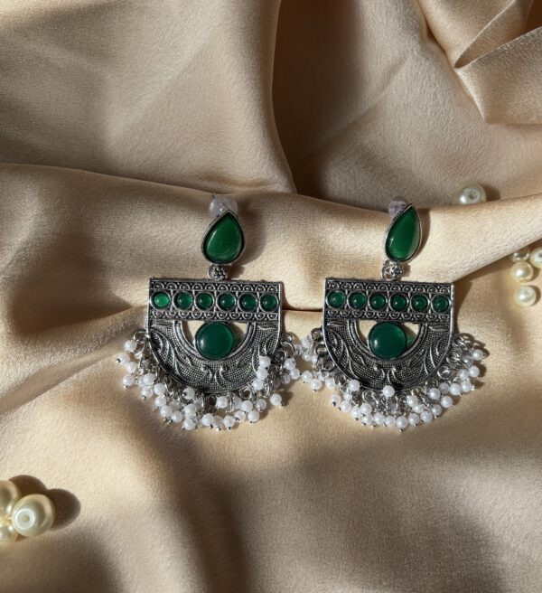 Oxidised Semicircle Earrings