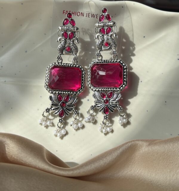 Drop Elegance — Long Oxidised Earrings
