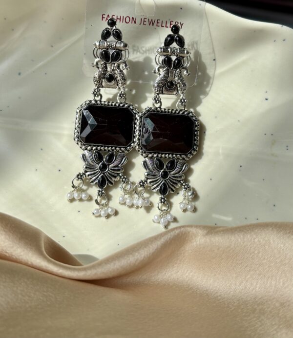 Drop Elegance — Long Oxidised Earrings