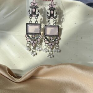 Drop Delight — Long Oxidised Rectangle Earrings