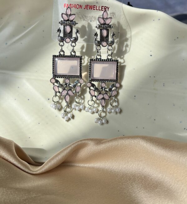 Drop Delight — Long Oxidised Rectangle Earrings